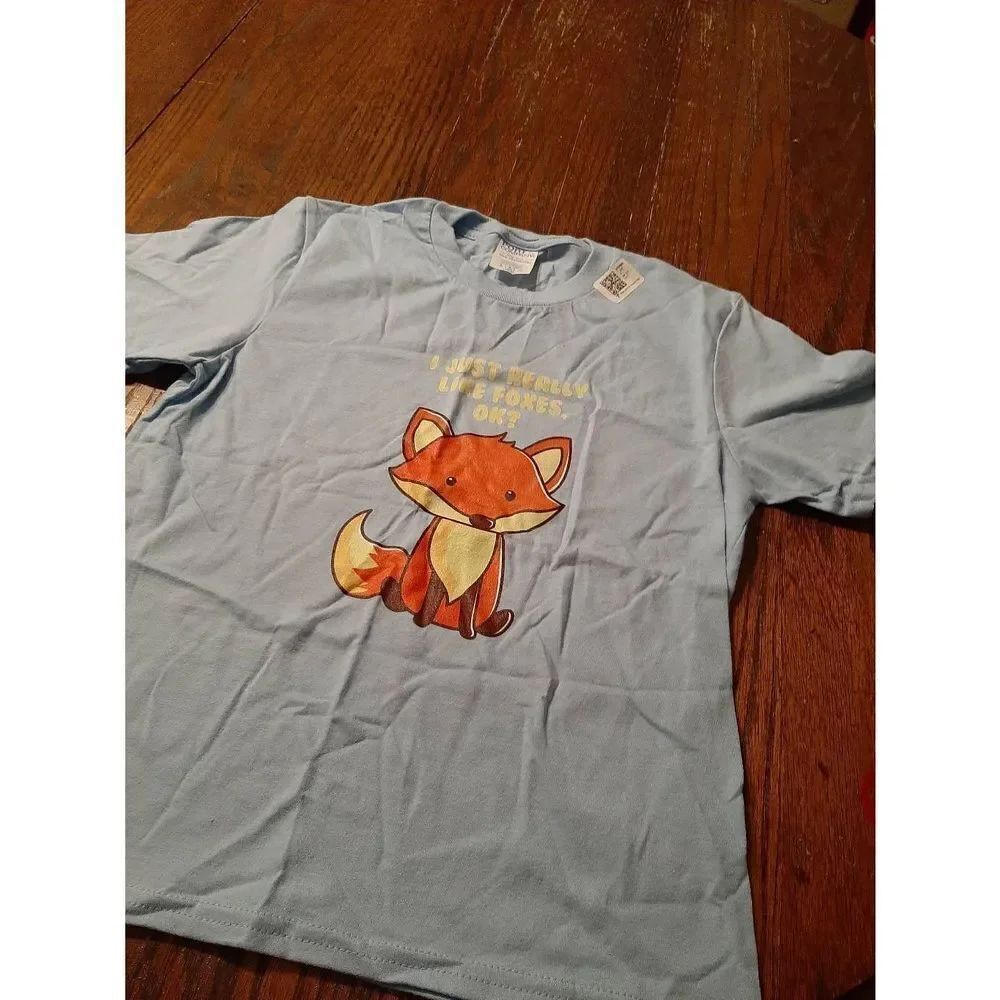 New Youth Small Port & Co Blue I Just Really Like Foxes OK? Short Sleeve Tshirt